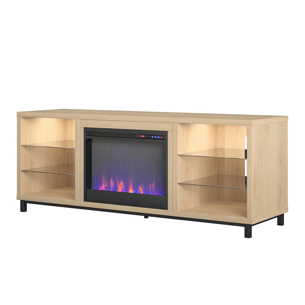 up TV Oak for TVs 70" in Blonde Stand to Deluxe Lumina Ameriwood Fireplace Home