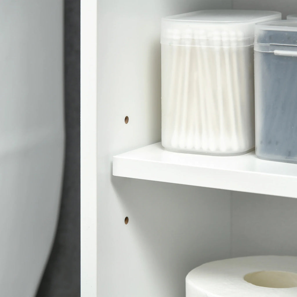 Organizer Cabinet, Storage Shelves, Toilet Rack, Over the Bathroom White Adjustable with Toilet Bathroom Freestanding kleankin