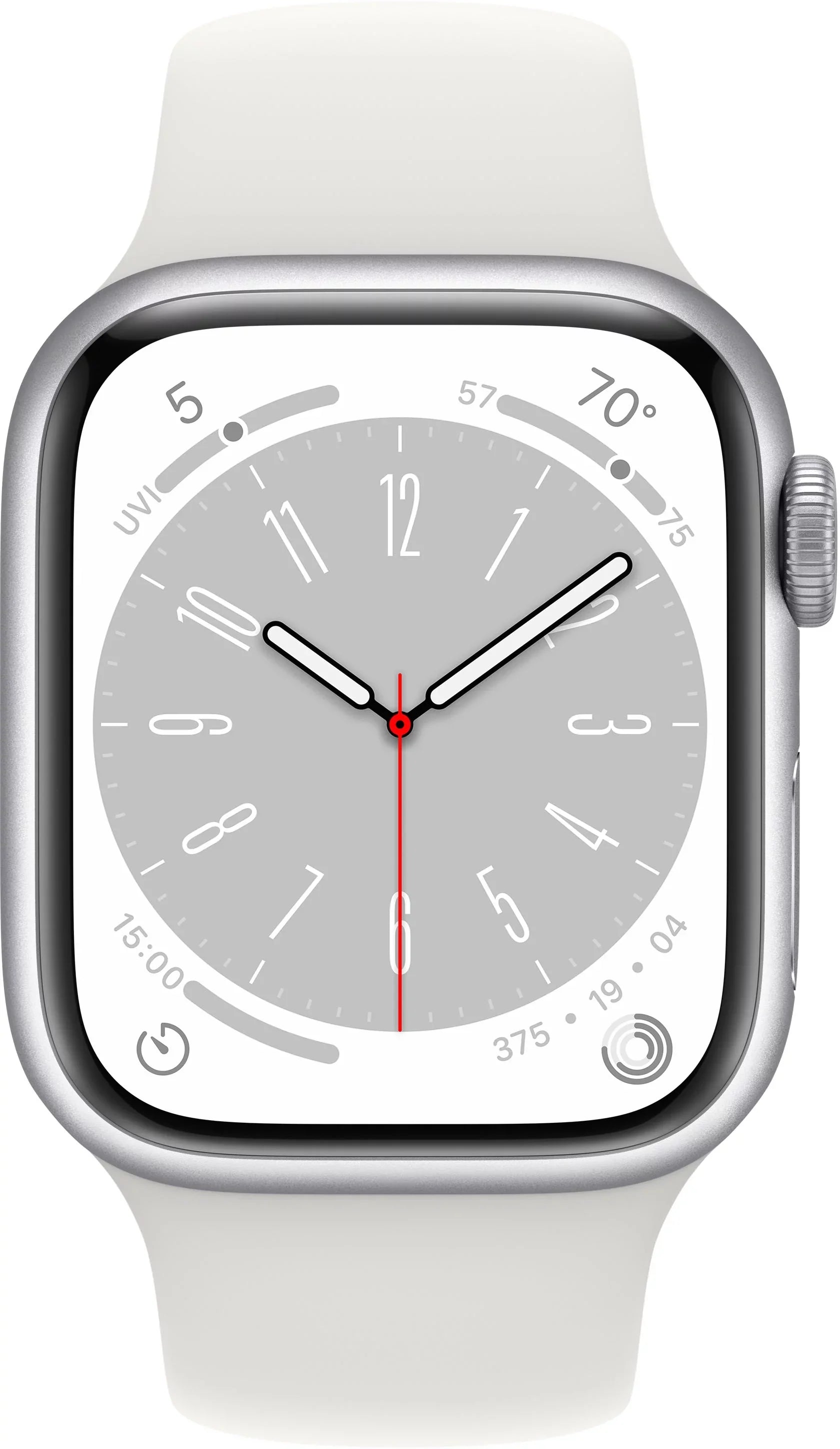 Silver (Refurbished) Band 8 MNV73LL/A Steel Cell 8 Sport Gen Apple Stainless Series Watch Restored White 41mm