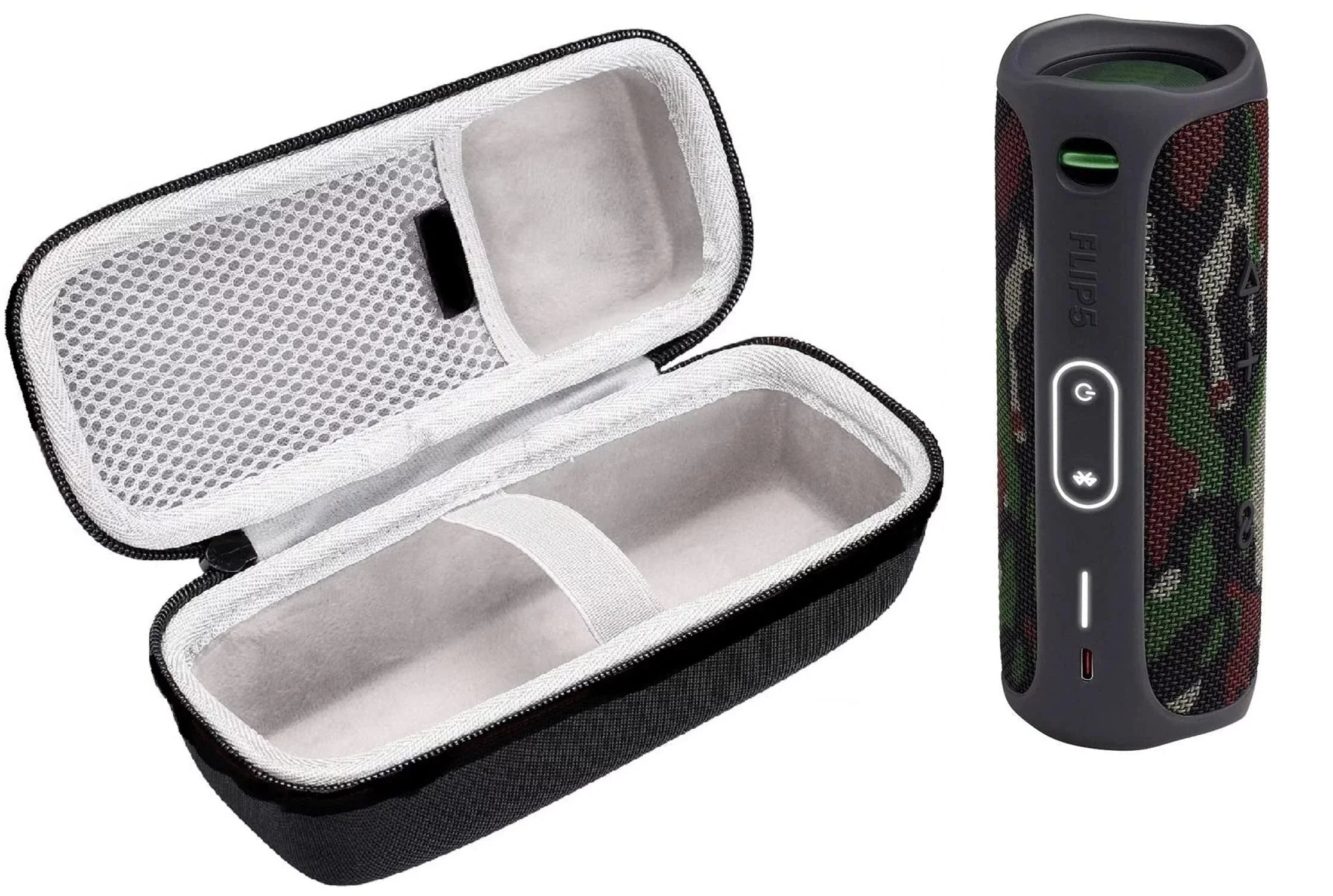 Waterproof with Protective Flip 5 Bluetooth Speaker Case Carrying (Camo) Hardshell Bundle Wireless JBL Portable