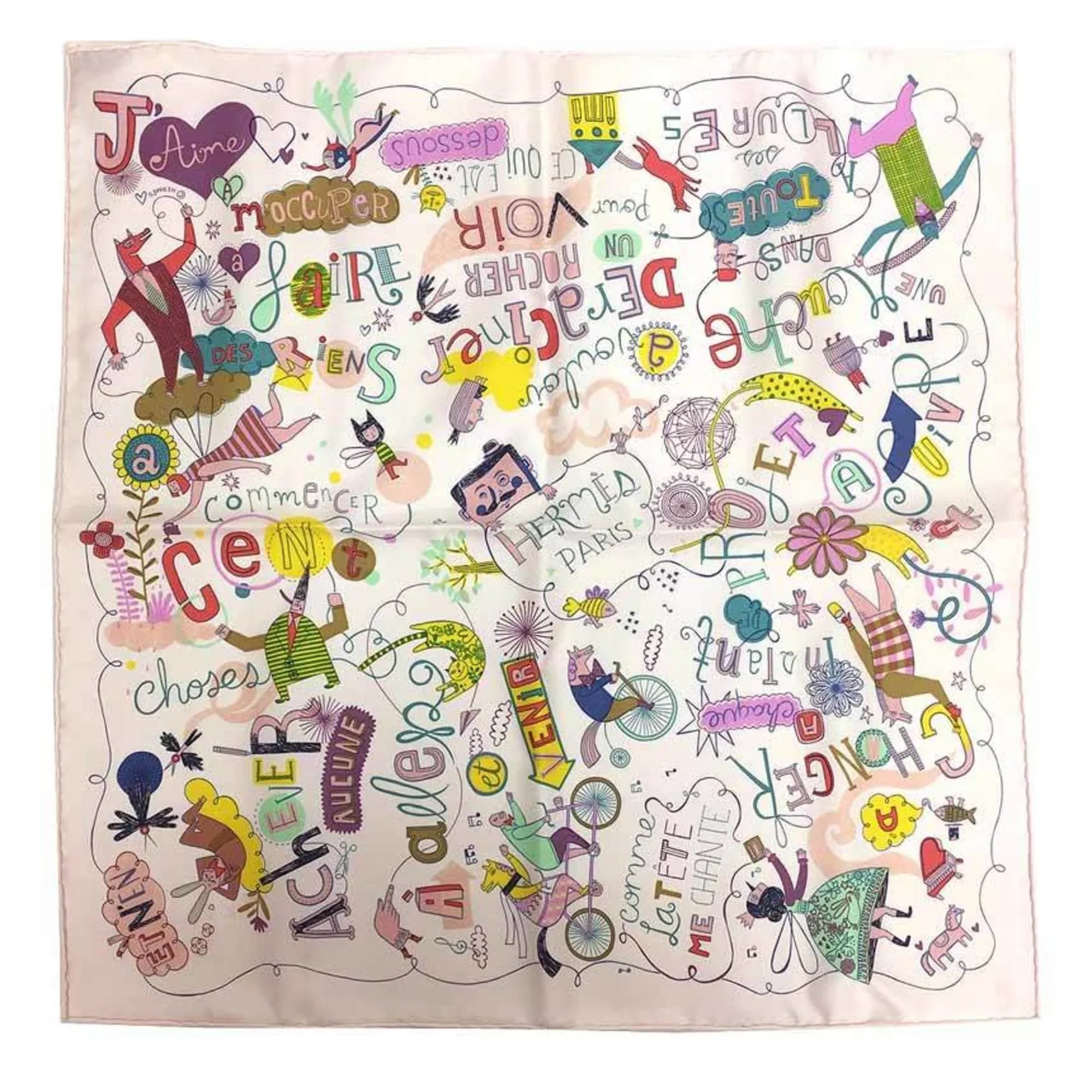 Silk Light Hermes Carre (Like HERMES 45 Confession ROSE New) Pink Scarf Pre-Owned CONFESSIONS 100% LES Muffler PALE/VERT/JA