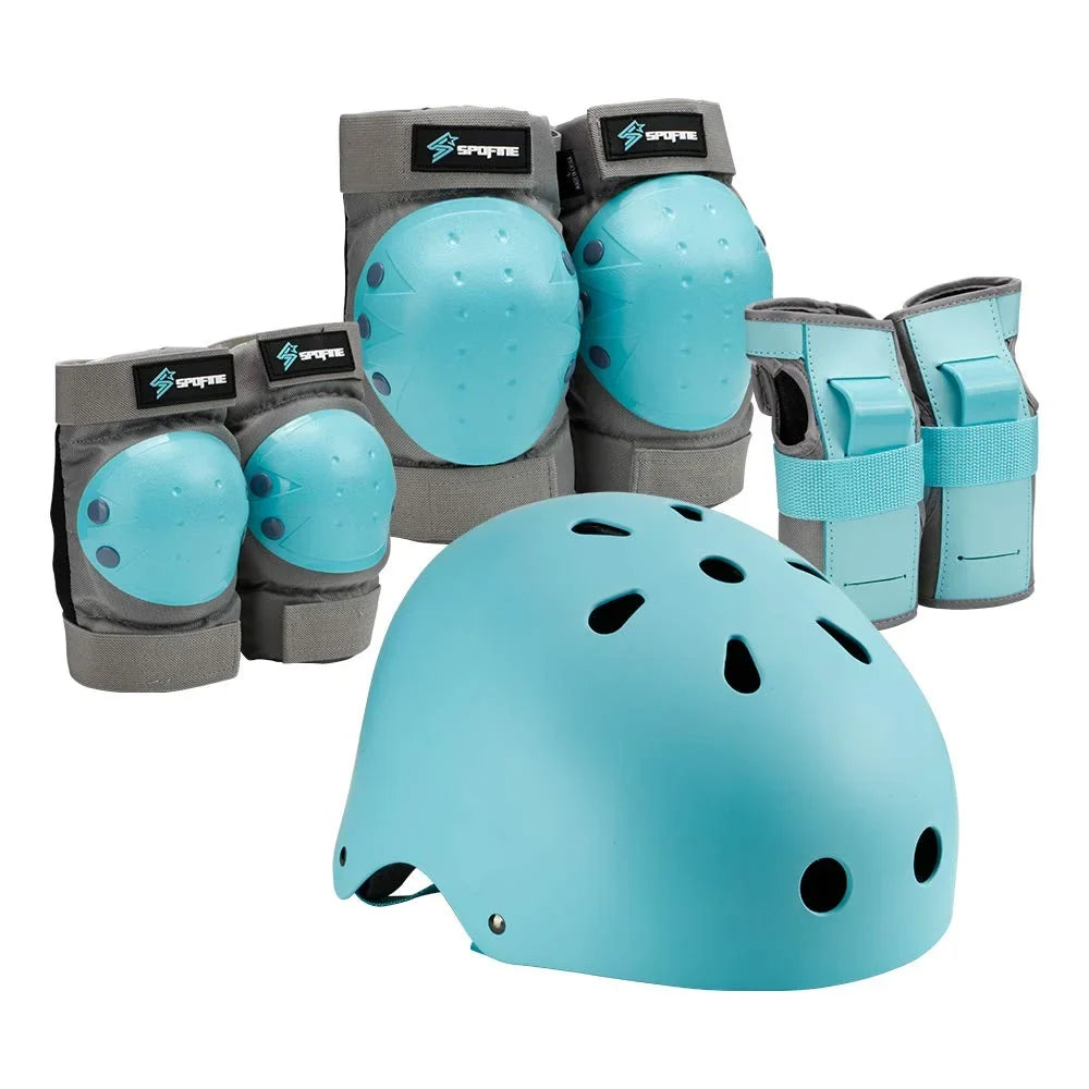 Helmet Helmet, Pad Toddler for Medium Protective S Adult, Skating, Bike, Set Knee Skateboard, Bike Gear Youth Wrist Guard Cycling Elbow Pad for SPOFINE Kids Blue