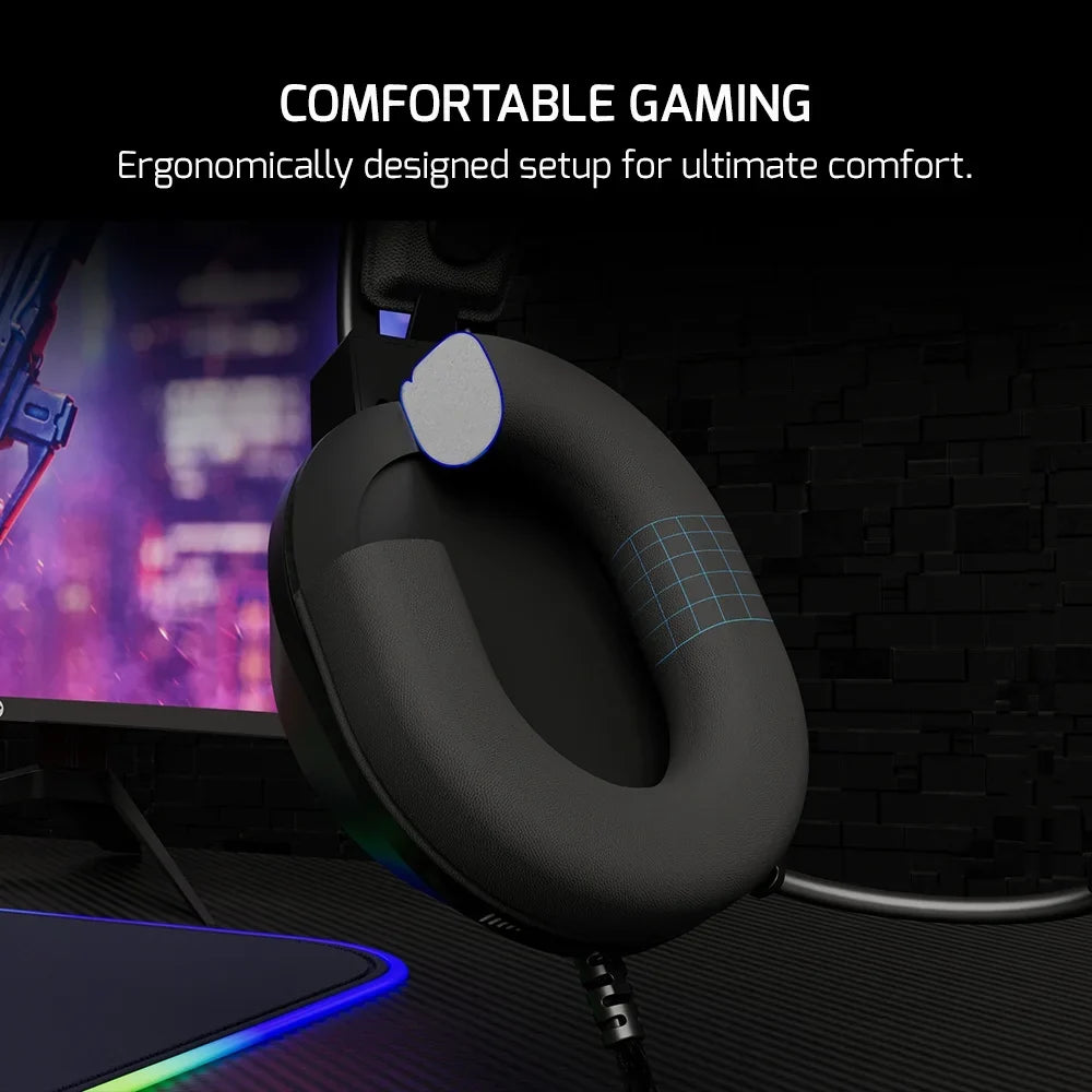 PS5, Playstation, Sound, Drivers, PC, Voldon 7.1 USB with Comfort for Virtual GAMEPOWER Black Wired 360 Design, Noise Gaming PS4, Spatial - Audio, Led Headset Surround 50MM Mic Headphones Cancelling