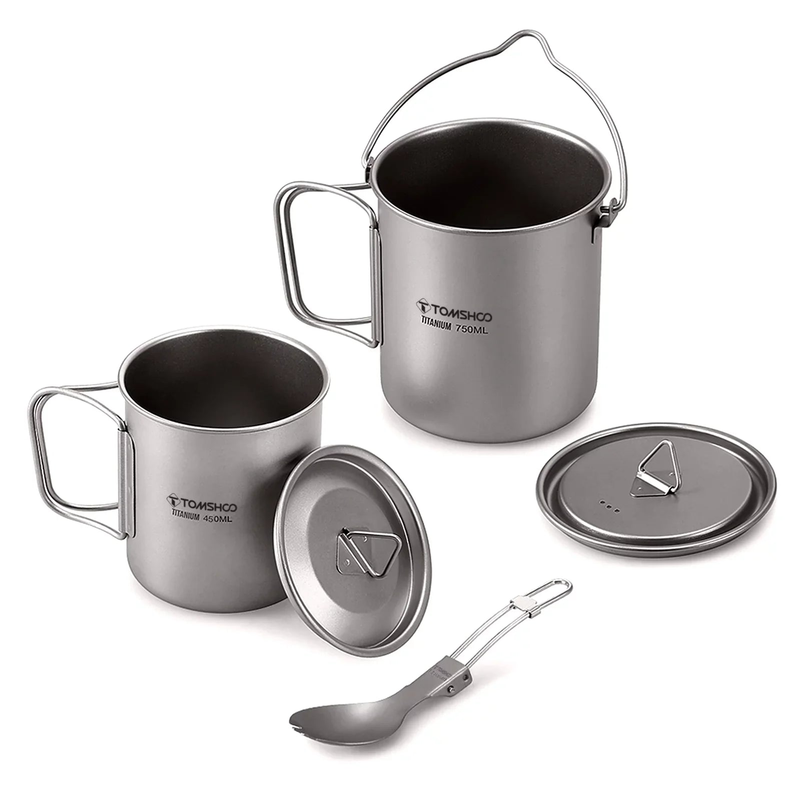Coffee Open Handle Collapsible Handle With Pieces TOMSHOO Set Fire Ium Handle Lid Spork Lid 750ml Cup Set 750ml Water Pot Cup Adben cup Cup Lid 3 450ml kit,With With Pot