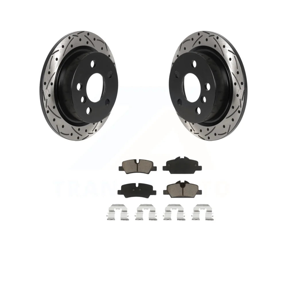 Kit Mini Rotors For Drilled Transit Disc Coated Cooper Auto - Rear Ceramic KDC-100849 Pads Brake And Slotted