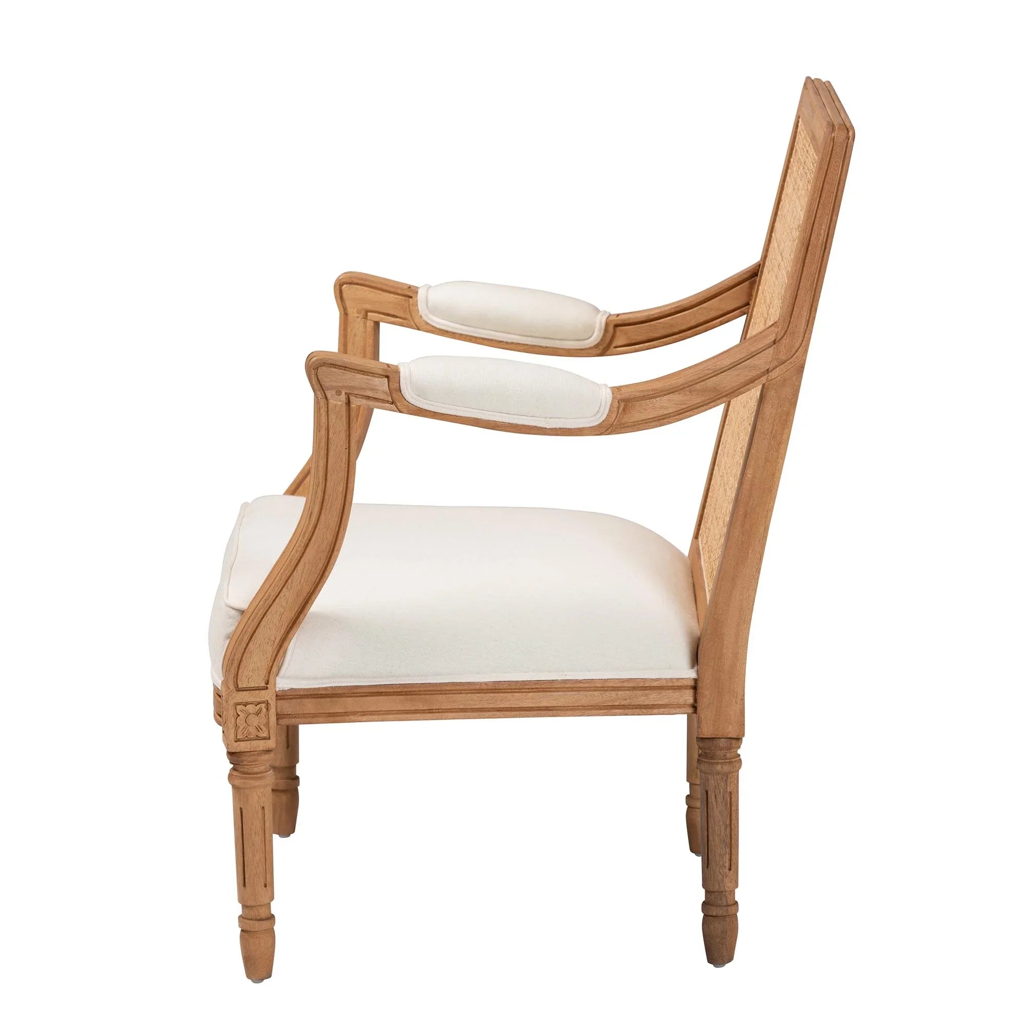 Fabric Traditional Studio Garridan French Accent Baxton Finished Honey Oak and Chair Beige Wood