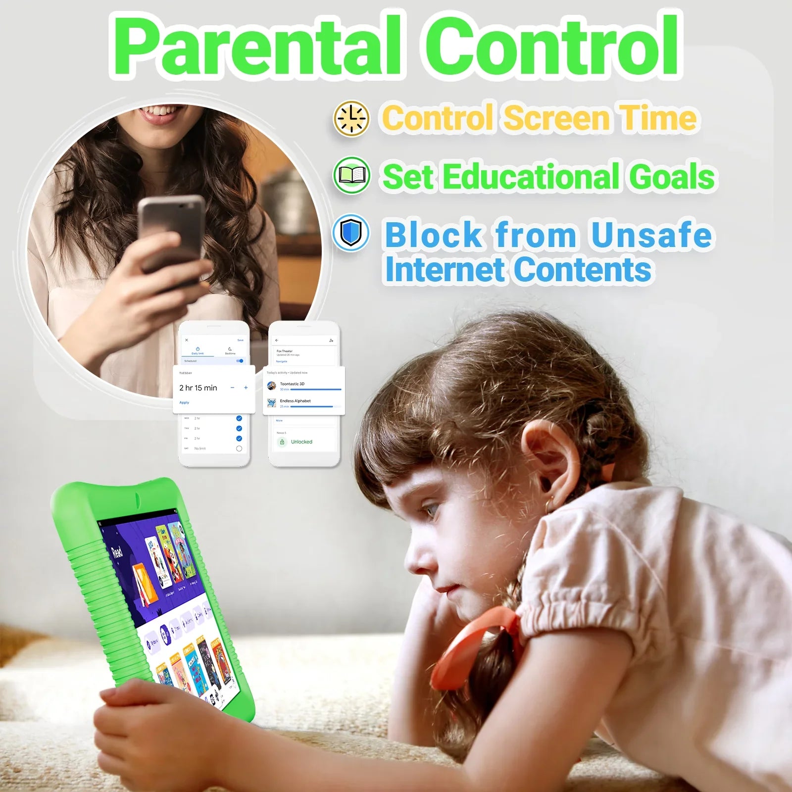 & Disney Storybooks Green & Kids Stickers (Value Smart and - Case Kickstand $400), Contixo 10" Watch Includes Kid-Proof Tablet Stylus, Android Model) Bundle (2023 with 80+ 64GB,