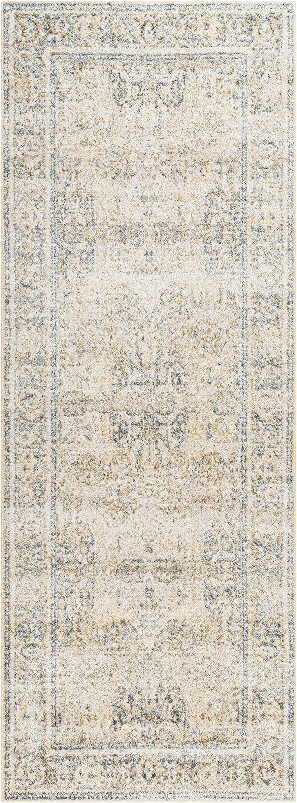 Washable Bedroom 2X3 Carpet East Traditional (2' Blue Living Room, Rugs, For Area Machine Washable) Beige Rug, Light X Kitchen Or 3',