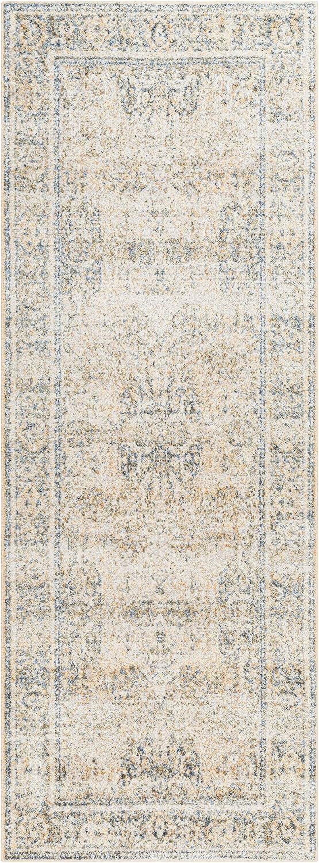 Washable Bedroom 2X3 Carpet East Traditional (2' Blue Living Room, Rugs, For Area Machine Washable) Beige Rug, Light X Kitchen Or 3',