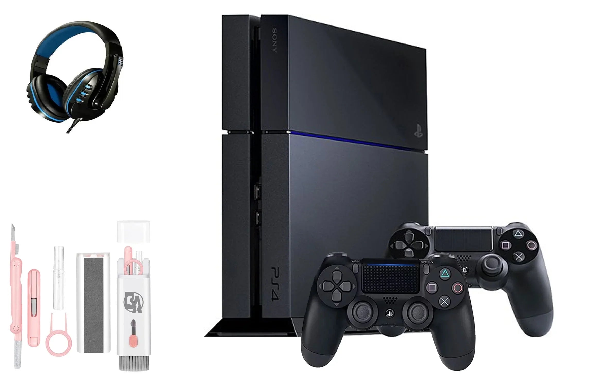 BOLT Controller Kit Headset Sony Black AXTION Console Bundle Like Gaming New 4 500GB 2 Cleaning PlayStation with