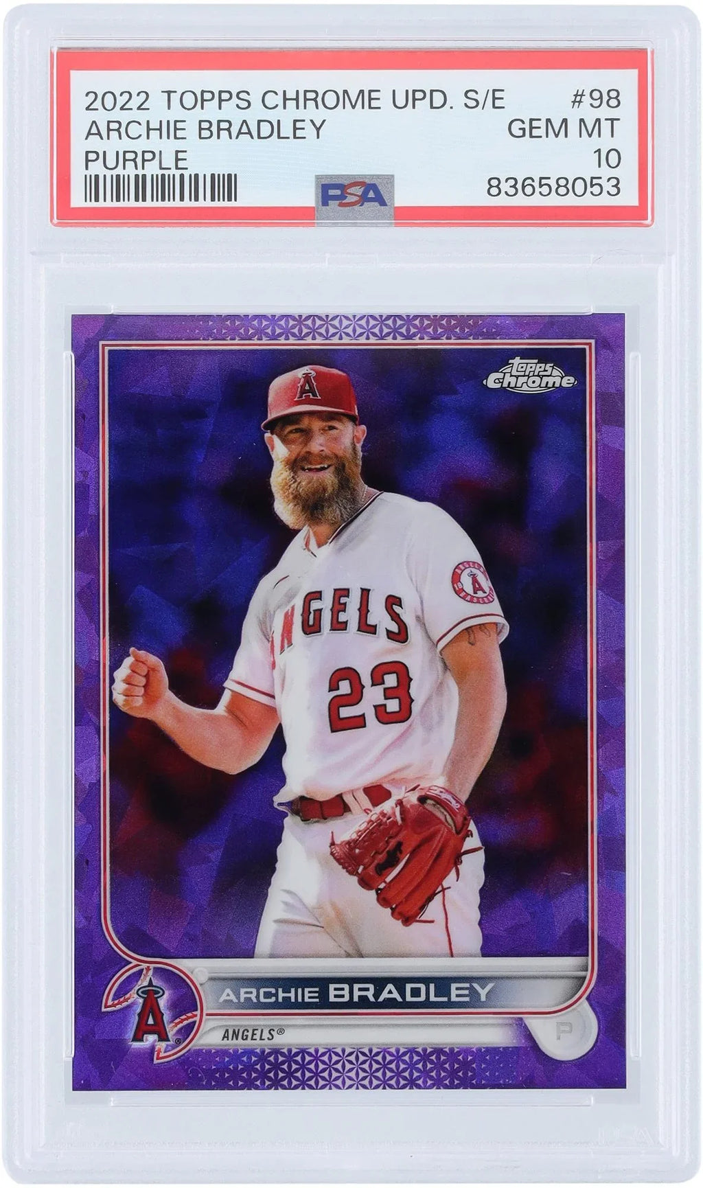 #US98 Purple Chrome Updates Angels 2022 PSA Archie 10 Topps #9/10 Angeles Card Authenticated Refractor Bradley Los