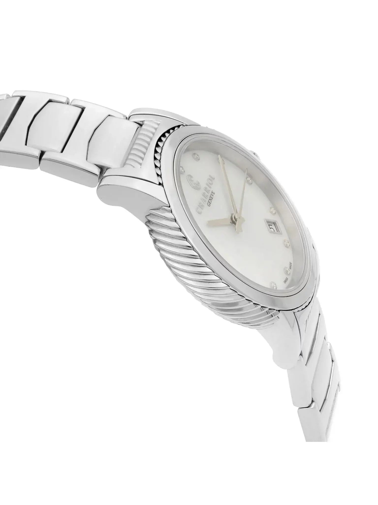 Ladies Charriol MOP Quartz White Diamond Watch Parisii P33S2.920.001 Dial Steel