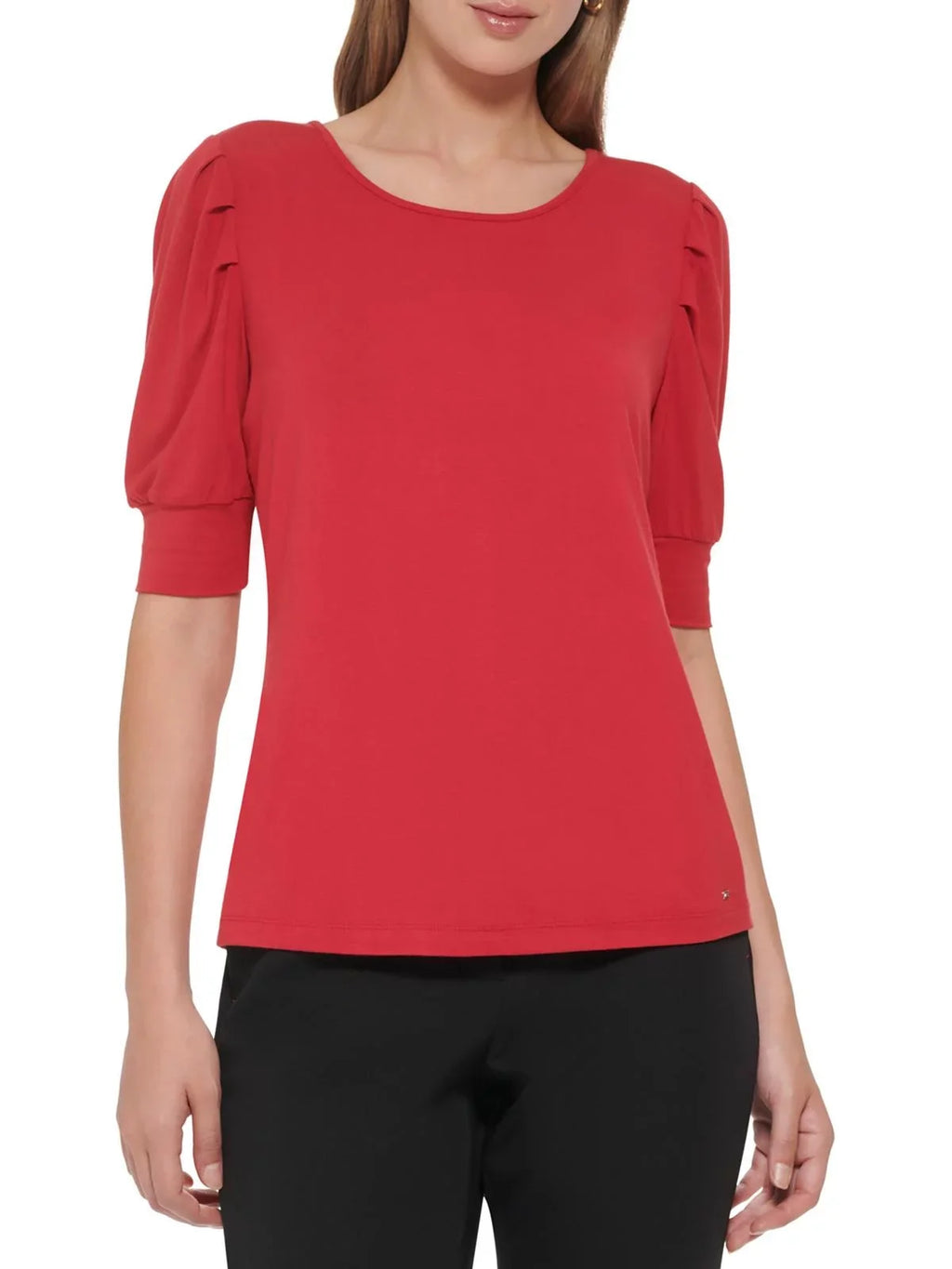 Pullover Pleated Elbow Top Shoulder Sleeves Hilfiger Womens Tommy