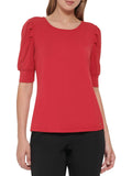 Pullover Pleated Elbow Top Shoulder Sleeves Hilfiger Womens Tommy