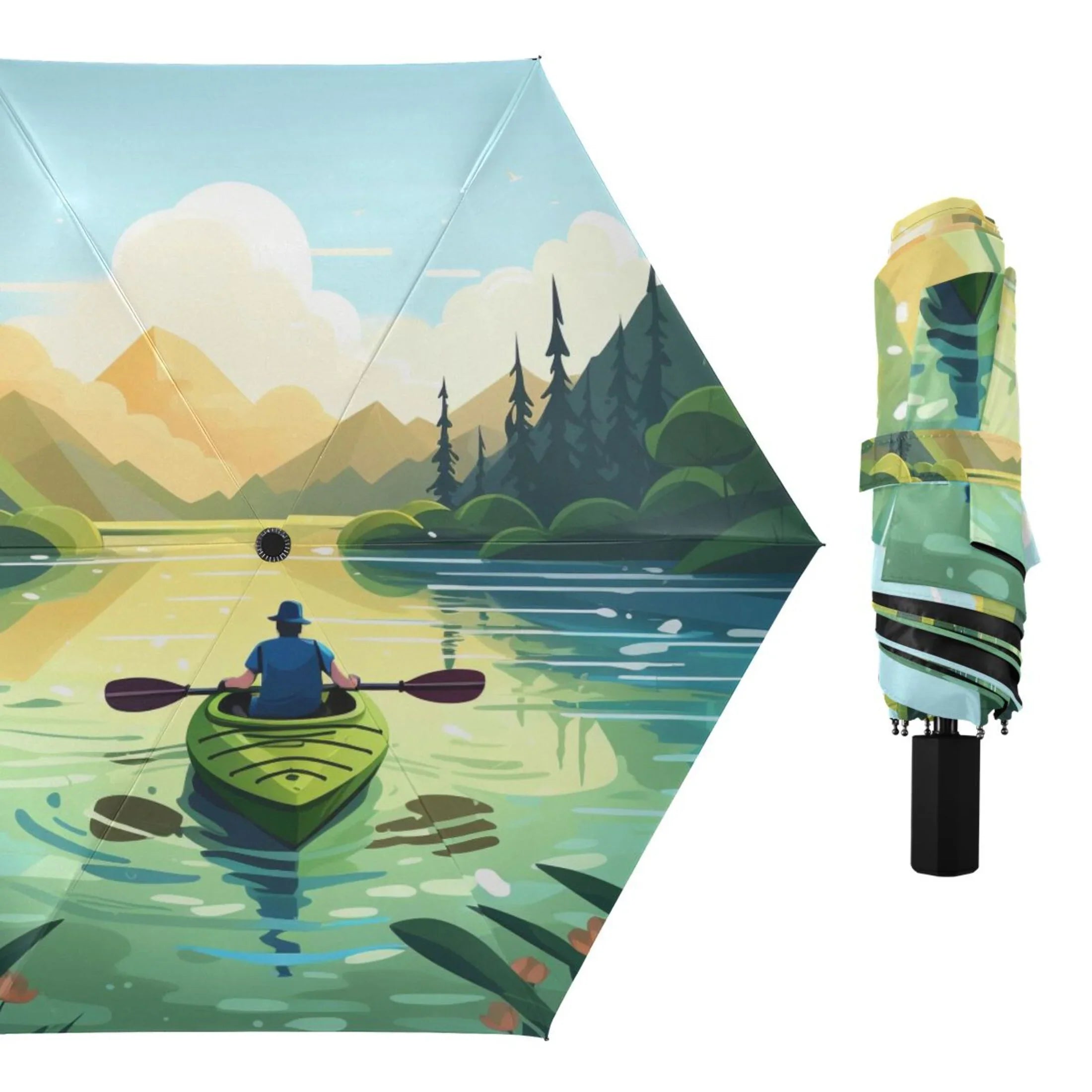 Windproof Size 50+ - UPF Boating Packable Landscape for To Umbrella Compact Rain Umbrella Travel Lightweight Arc 101 Boating- Folding
