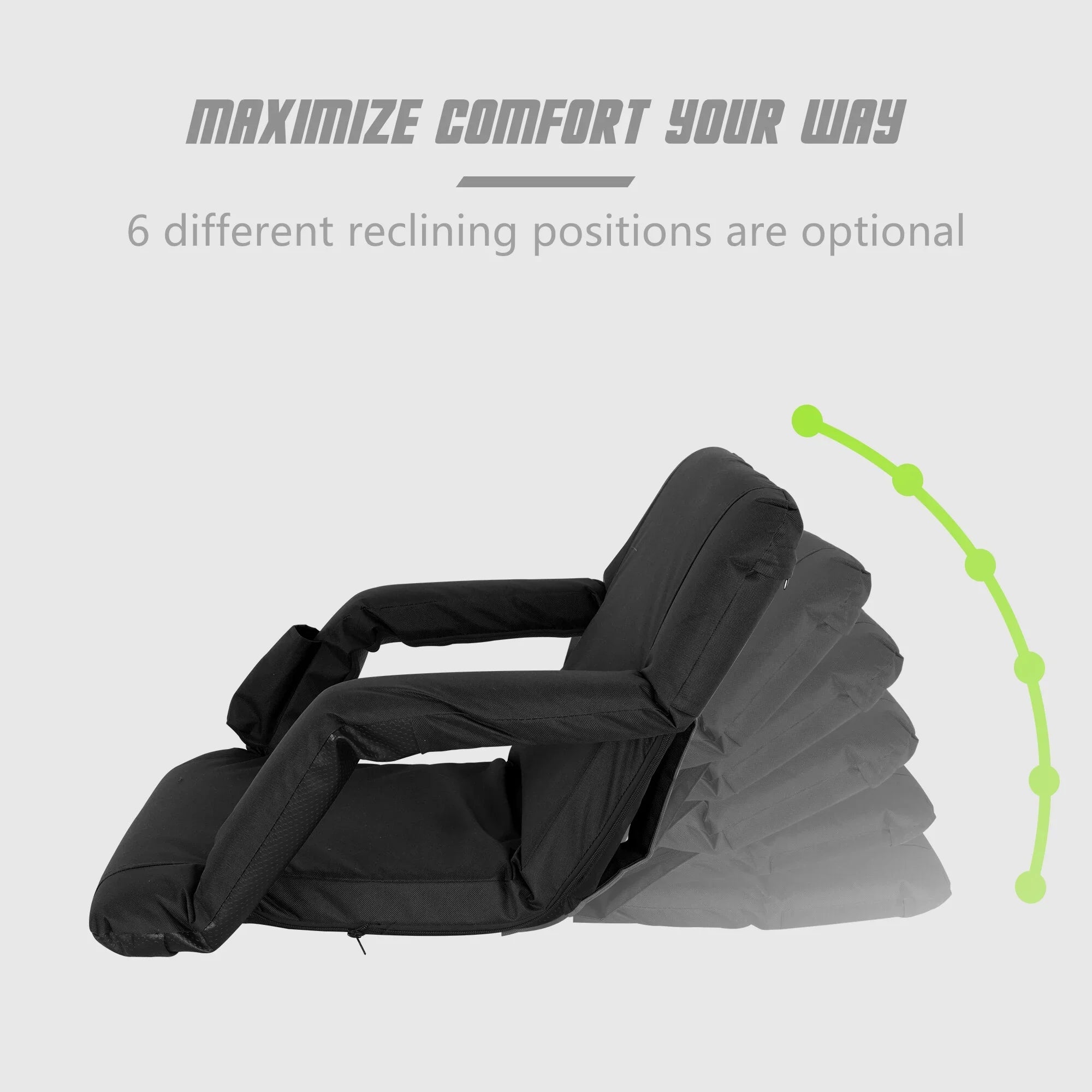 Black ZenSports Bleacher Portable for Positions Reclining Stadium 2PCS 6 Chair Seat