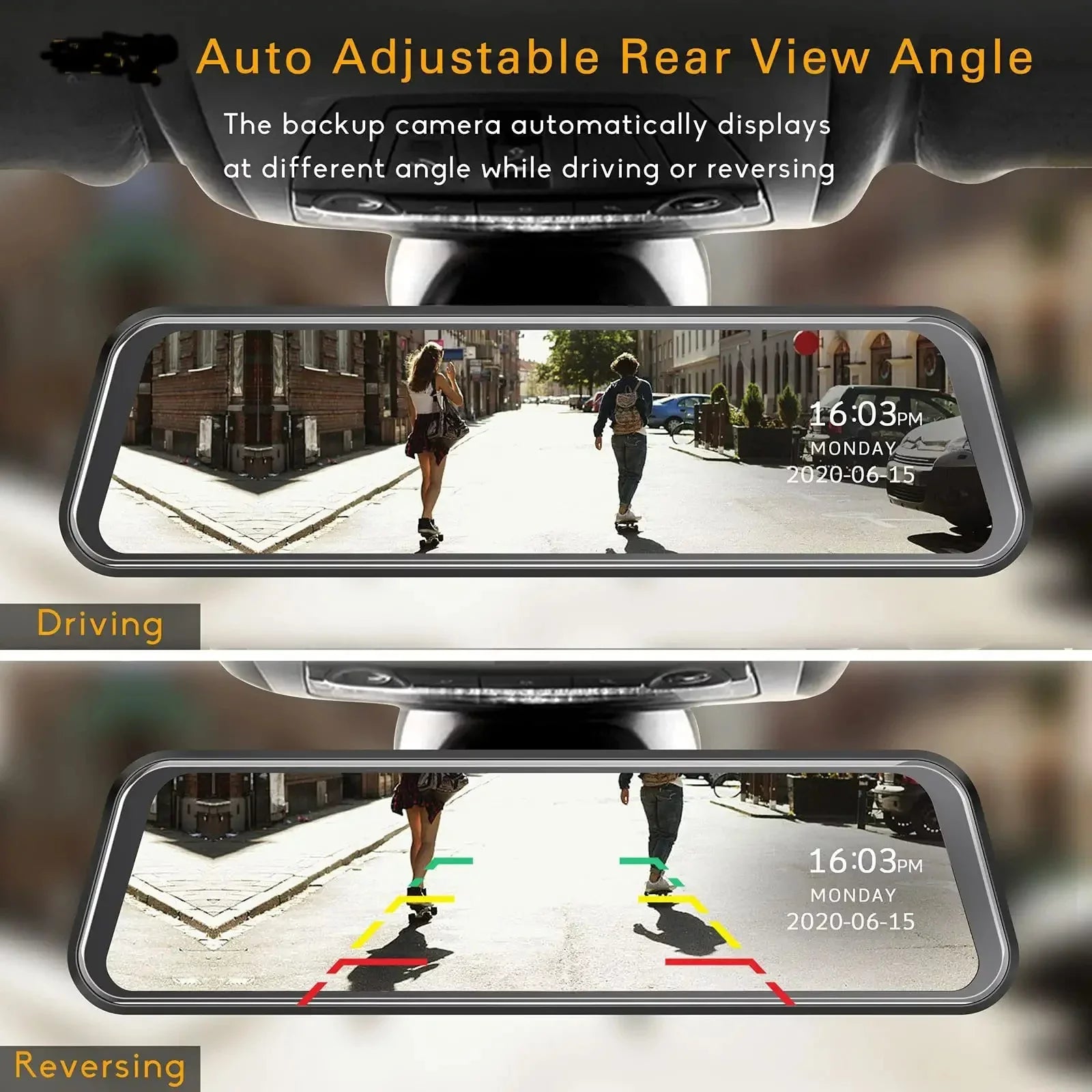 Rear Parking Mirror Touch Loop Monitor, Recording Dual Car Full IPS Screen View Backup Dashcam inch Bileeko Lens Camera, 10