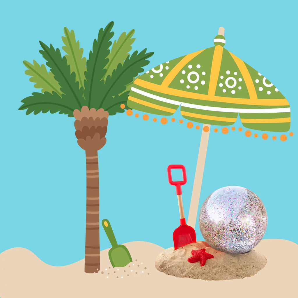 Beach Sand 24 Party 6 Premium Junipel Beach Beach Beach Theme | Confetti Ball Decoration, with & Glitter of Water Toy Supplies Inch Pool Summer Balls Inflatable Party for 16 -Set