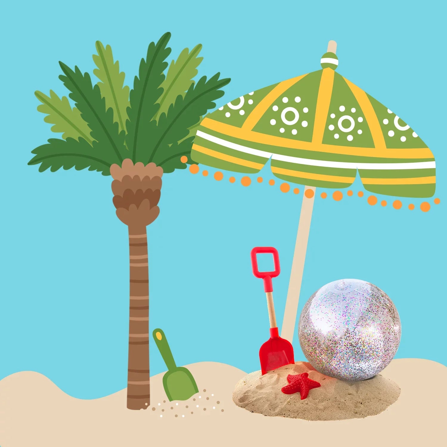 Beach Sand 24 Party 6 Premium Junipel Beach Beach Beach Theme | Confetti Ball Decoration, with & Glitter of Water Toy Supplies Inch Pool Summer Balls Inflatable Party for 16 -Set