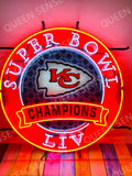 Sense Champions Printing Queen Chiefs Handmade Neon 24"x24" Artwork Sign 124KCCSBCVVD For Light HD Neon Sports Team Vivid Liv Kansas Citys