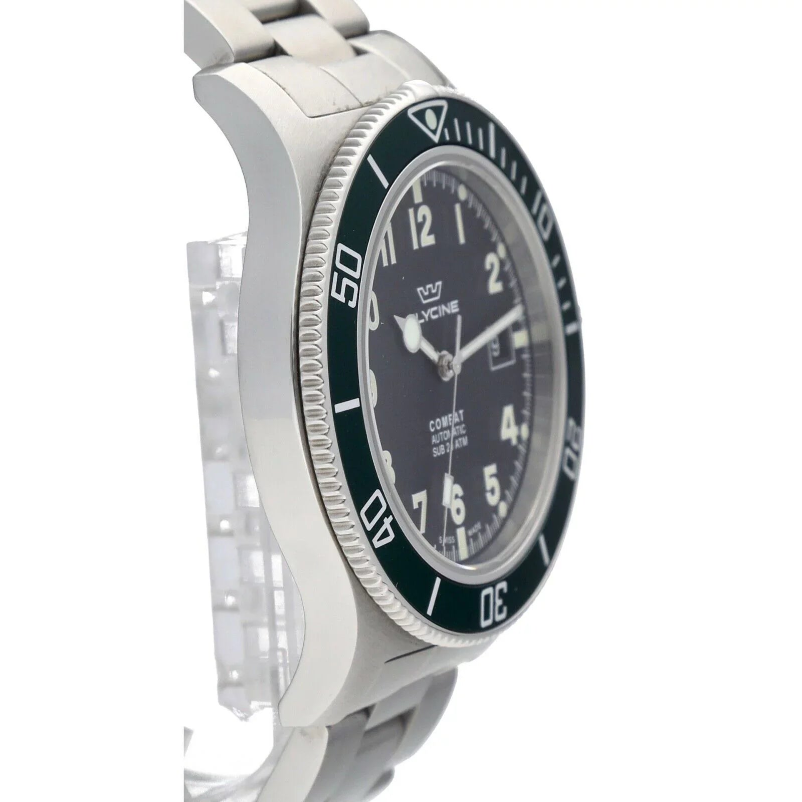 Men's Bezel Steel GL.0253 Green 42mm Combat Automatic Stainless Watch Glycine