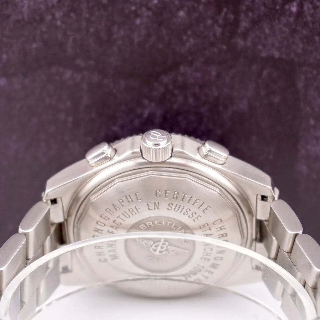 Dial Men's B-2 BREITLING White Watch Steel Automatic Chronograph 44mm A42362