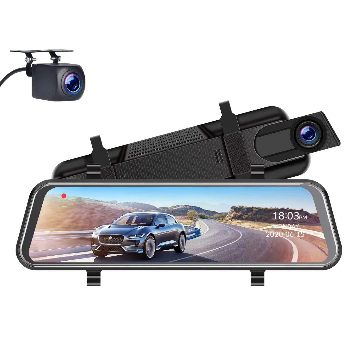 Rear Parking Mirror Touch Loop Monitor, Recording Dual Car Full IPS Screen View Backup Dashcam inch Bileeko Lens Camera, 10