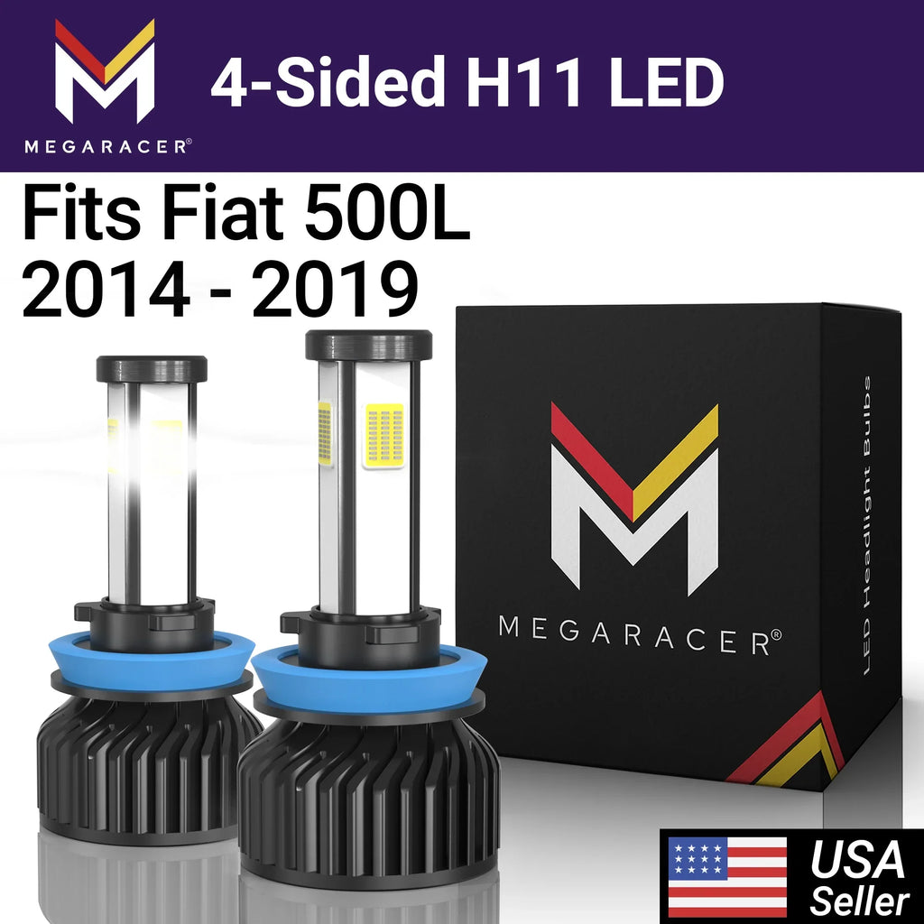 Headlight 18 Automotive 6000K 2017 Mega Replacement H8 500L Diamond Sided 2016 Racer 4 500L 2014 17 H11 Fiat Fog H9 14 19 Light 2019 Bulbs 15 2018 2015 16 Fiat 10000LM 12V 60W LED White