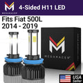 Headlight 18 Automotive 6000K 2017 Mega Replacement H8 500L Diamond Sided 2016 Racer 4 500L 2014 17 H11 Fiat Fog H9 14 19 Light 2019 Bulbs 15 2018 2015 16 Fiat 10000LM 12V 60W LED White