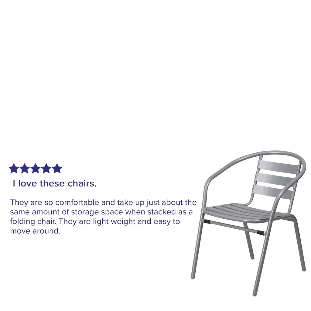 Stack Pack Slats with Silver Chair Flash Aluminum Metal Restaurant Furniture 4
