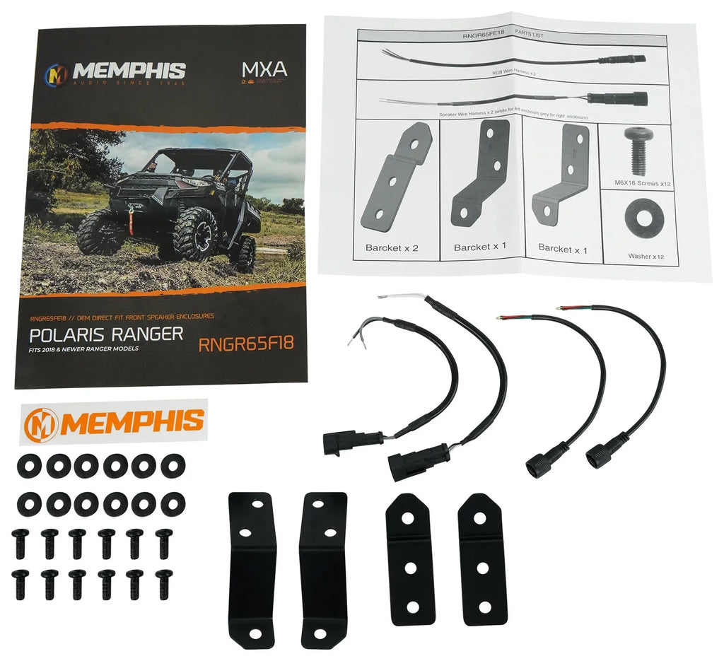 Pods+LED Speakers+Amp Audio RNGR65FE 2018+ Memphis Tower Polaris Pair Ranger For