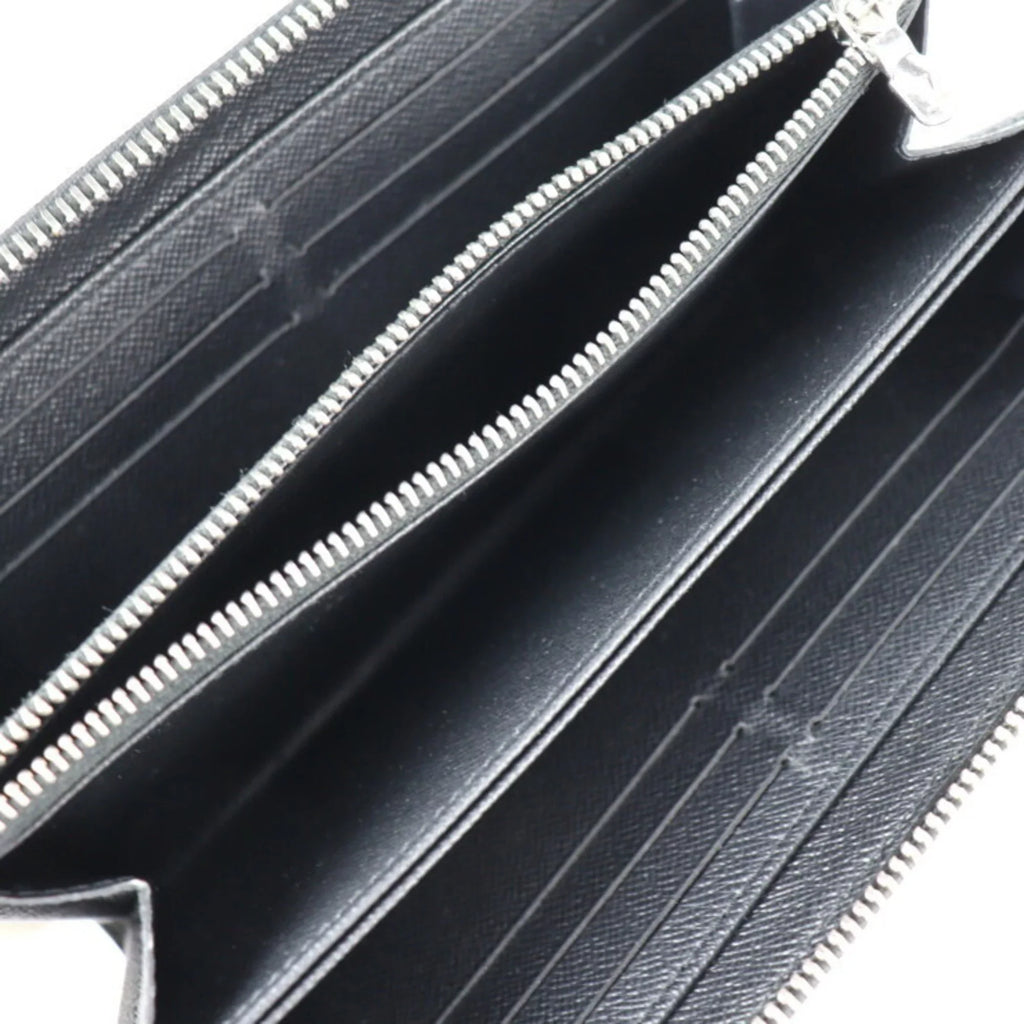 Long Louis Zippy (Good) Wallet Zipper Black Round Leather LOUIS VUITTON Silver M61857 Pre-Owned Vuitton Epi Hardware
