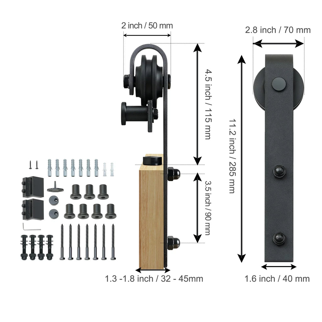 Door Door Hardware Single Track J Sliding 8FT for Hanger BENTISM Barn Kit Closet