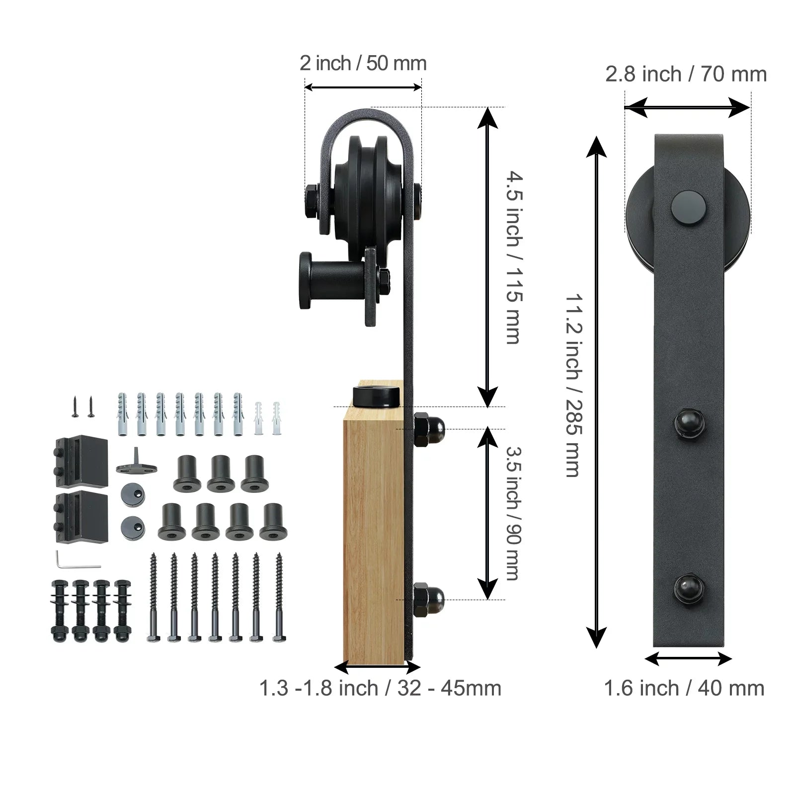 Door Door Hardware Single Track J Sliding 8FT for Hanger BENTISM Barn Kit Closet