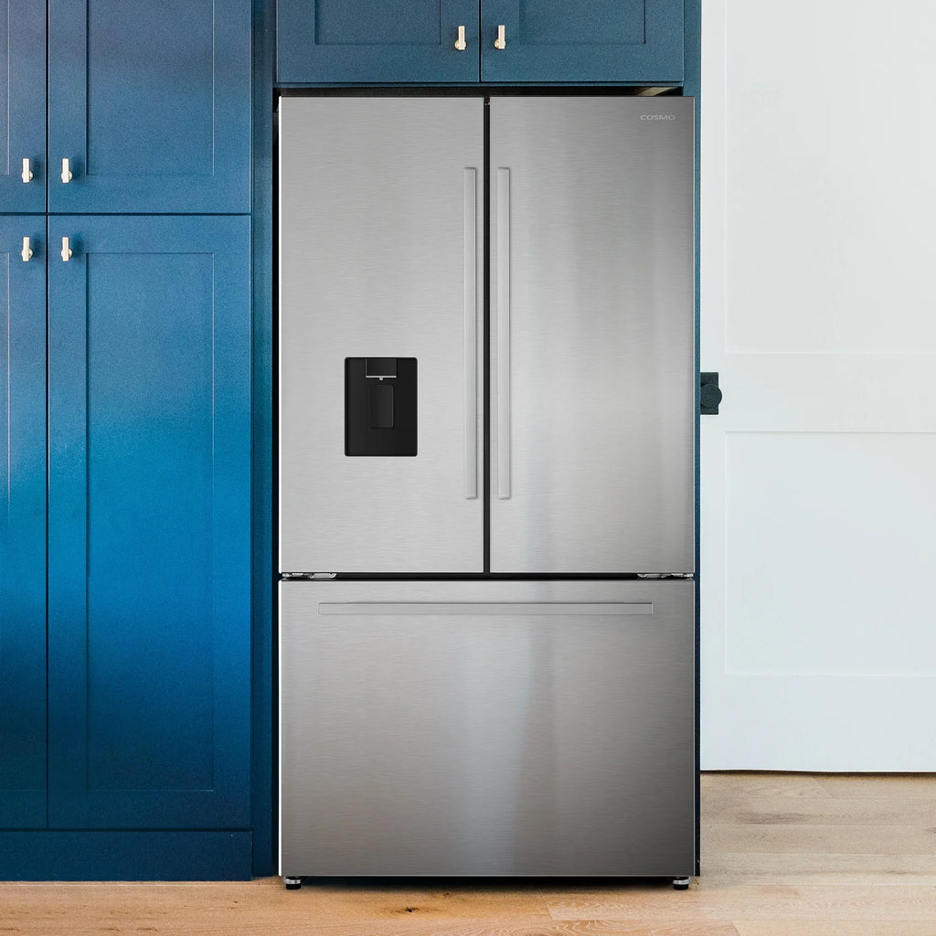 cu. Dispenser French Water 22.4 ft. Refrigerator 3-Door Stainless Door in Steel