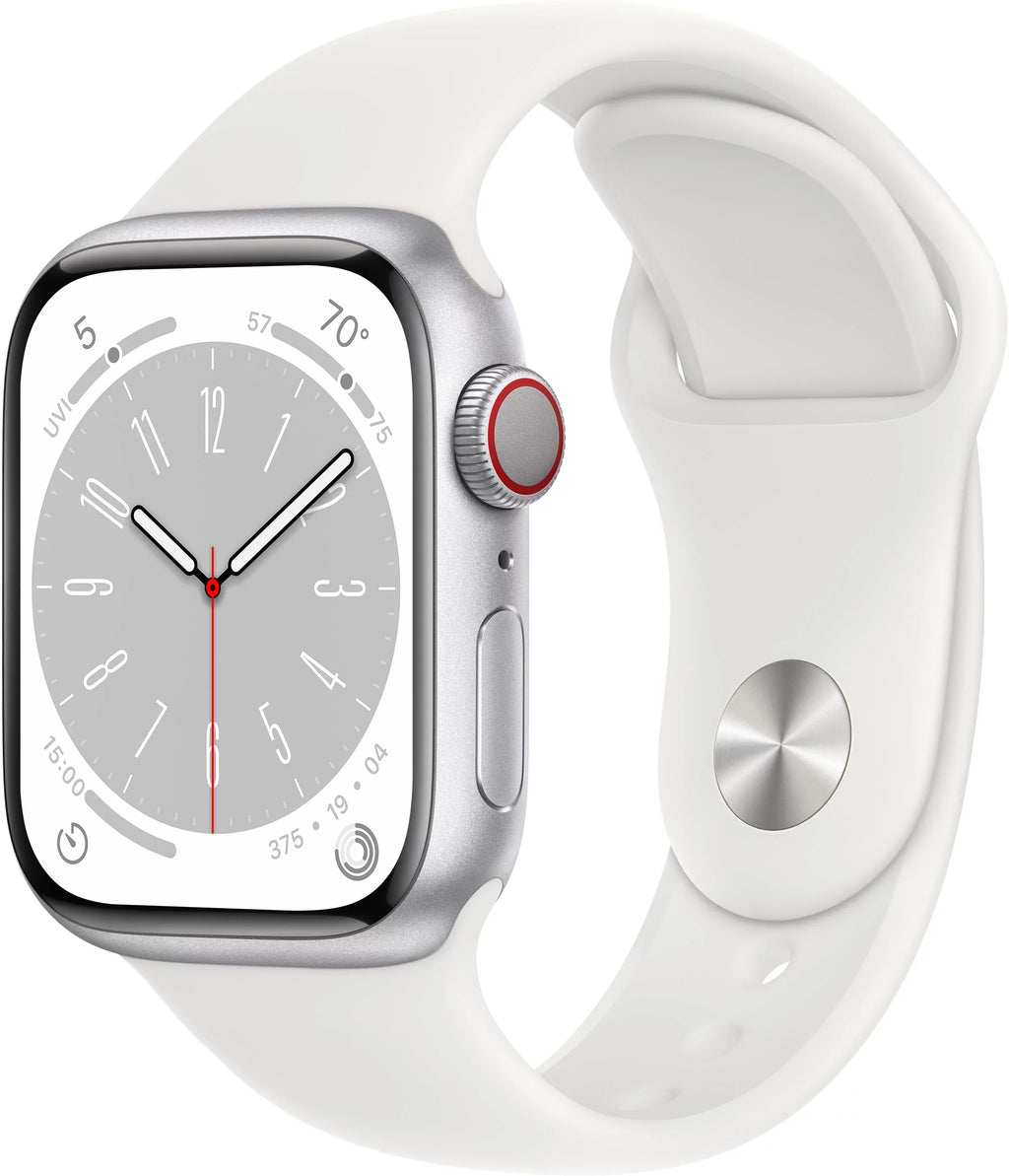 Silver (Refurbished) Band 8 MNV73LL/A Steel Cell 8 Sport Gen Apple Stainless Series Watch Restored White 41mm
