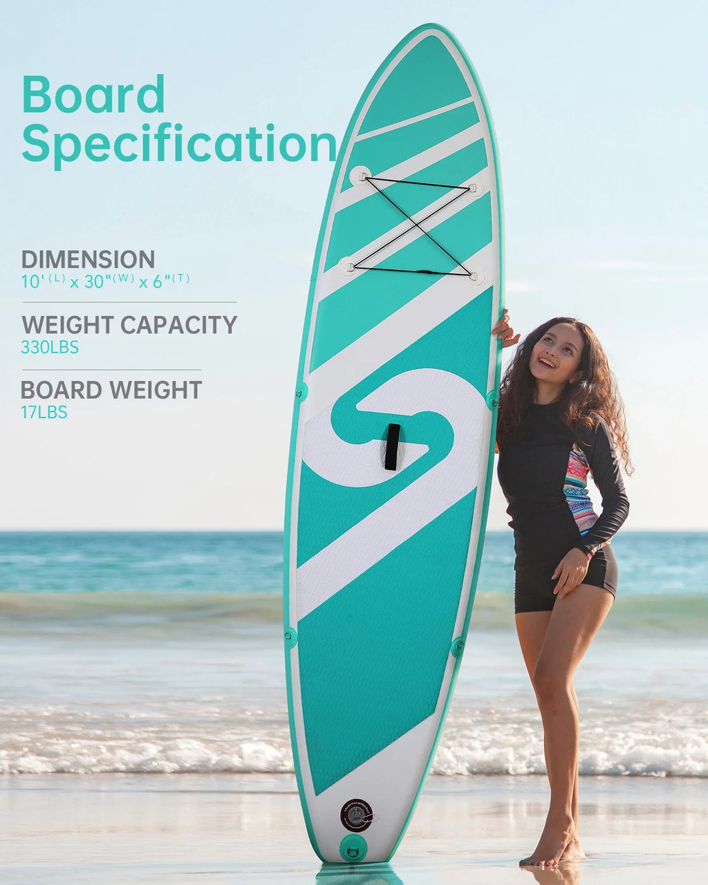 Board SUP Stand with Paddle & Board Summer for Up Youth Paddle Board Inflatable 120"x30"x6" Adults