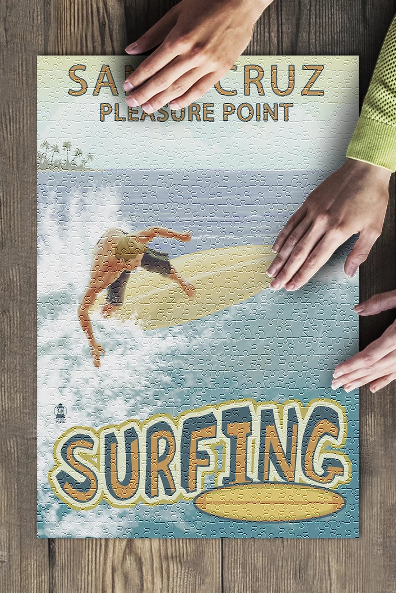 Family, inches, Made Point Piece Adults Jigsaw and Scene Premium Santa Cruz, Puzzle Pleasure USA) in (19x27 500 Surfer California, for