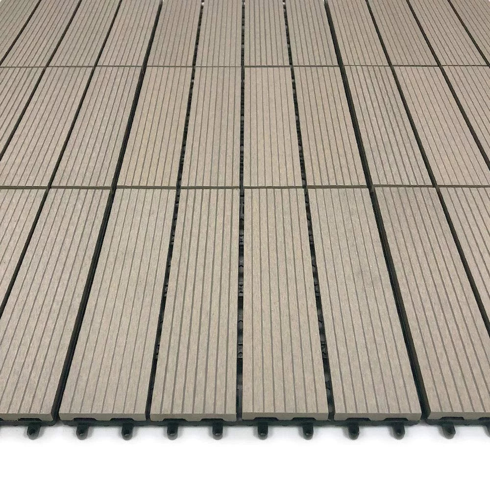 Tiles Pcs) Easy RevTime (9 x x 3/4”, Wood-Plastic DIY 12" 12" Gray Deck