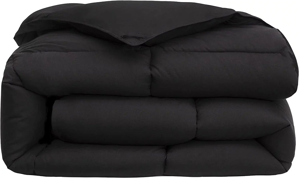 '- Microfiber Insert Alternative Stitch Box Fill Season Black) (Cal Tabs Collection King, All King Size with - Comforter Quilted - Chezmoi Down California Plush Corner Duvet