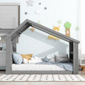 Light,Gray Window, with Twin LED House Bed Roof Floor