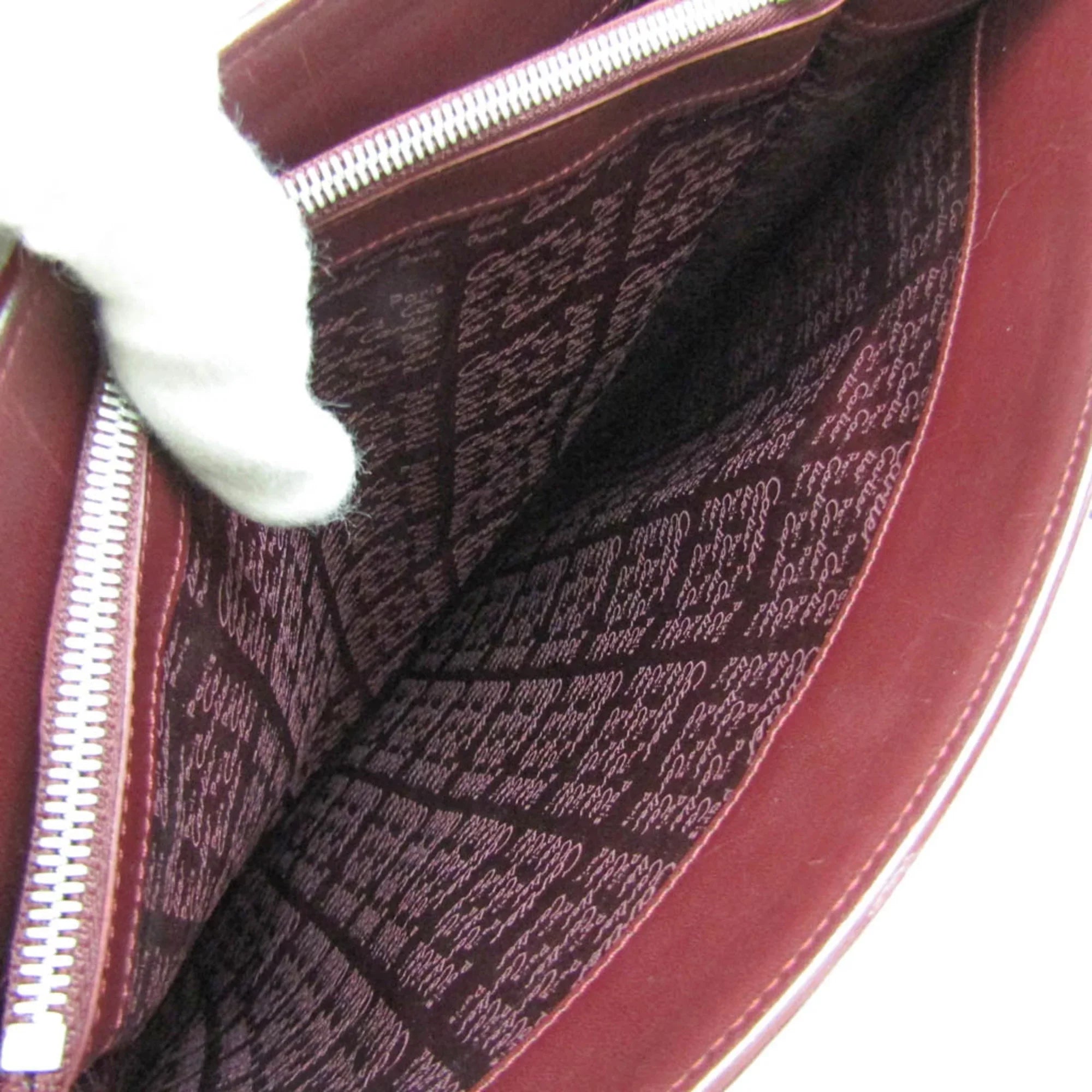 Bag Pre-Owned Tote Cabochon (Good) Cartier Women's Bordeaux Leather