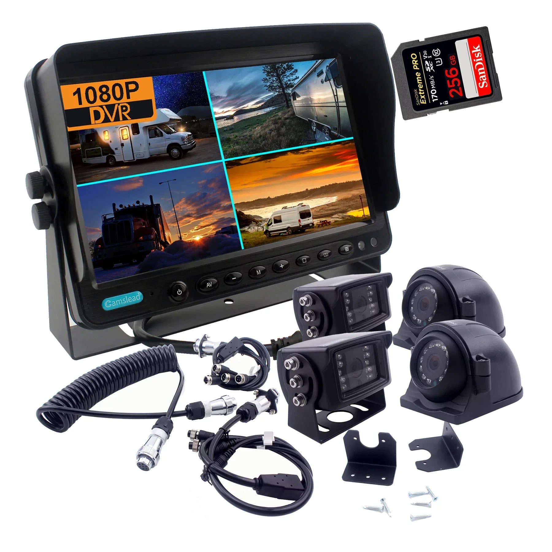 cameras camera DVR monitor recorder camera split CAMSLEAD inch connection + HD with quick monitor 1080P quad system, wheel 4X screen, screen 1080P 5th kit inch 9 + 4 Channel system 9 trailer The