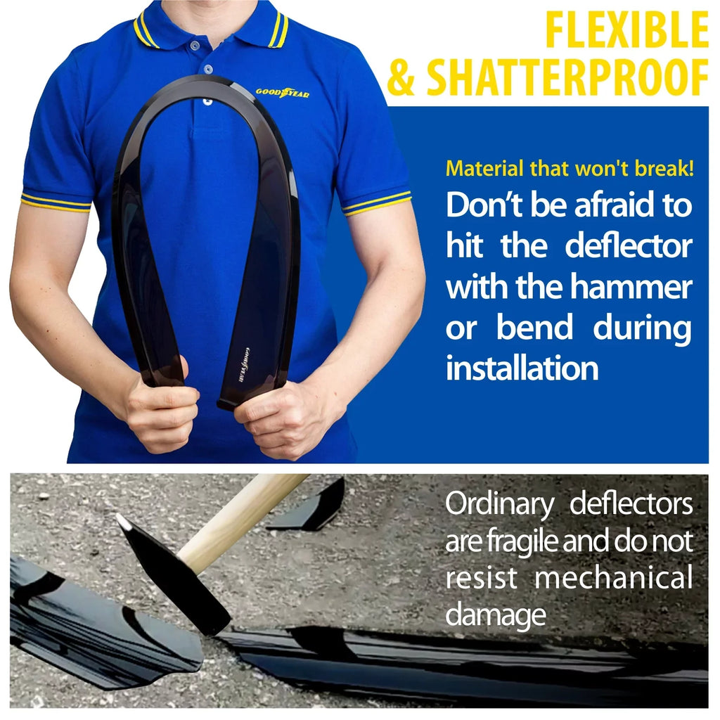 Window pcs Visors, Deflectors Tape-on Deflector, Window Car Ram Vent Goodyear ProMaster Guards, for GY008711 Shatterproof - Vent 2 2014-2024, Visor, Accessories, Rain