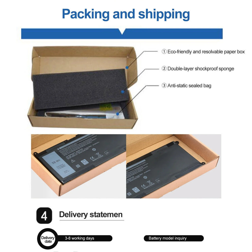 3380 Battery 3480 3590 33YDH For P30E001 3580 3490 Dell Laptop Latitude US W7NKD