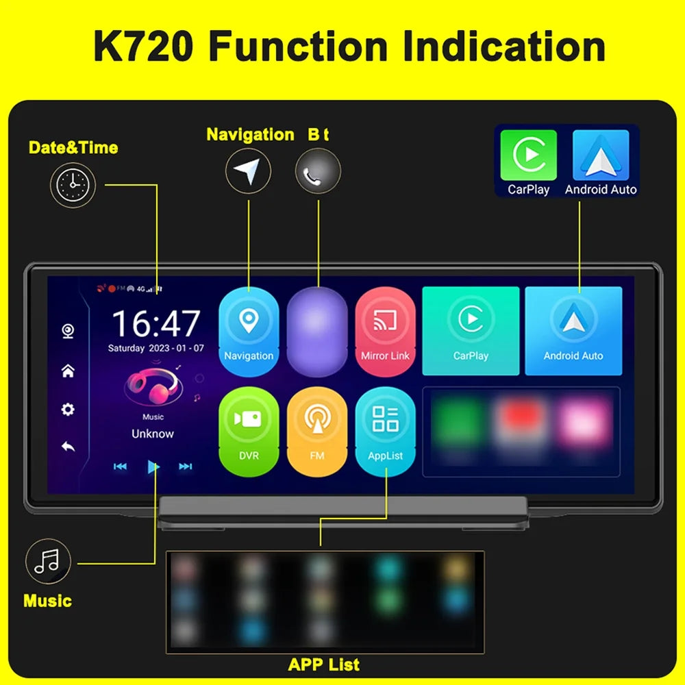 WIFI Android 10.0 DVR Inch Car Navigation 10.26 GPS Anself Dashcam Dual Camera
