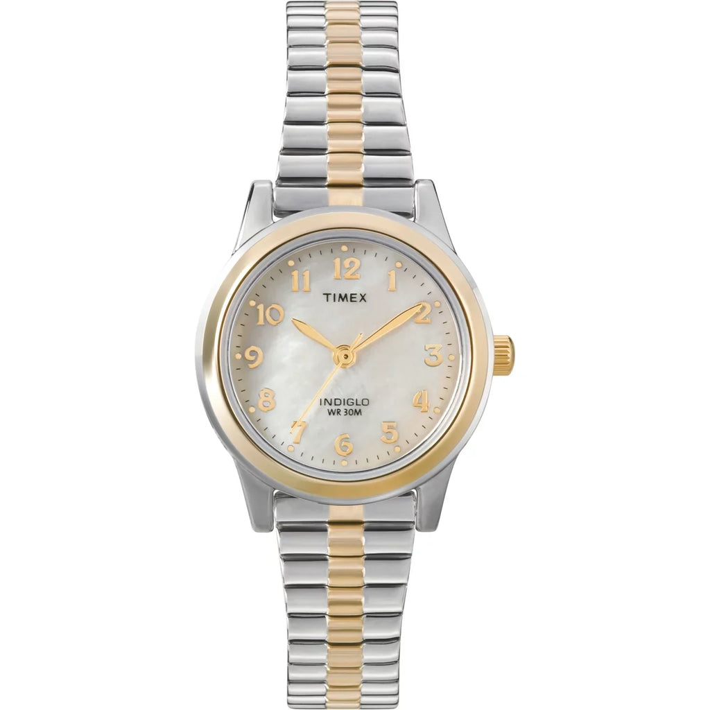 Timex Extra-Long Two-Tone/MOP Band 25mm Expansion Dress Essex Women's Watch, Avenue