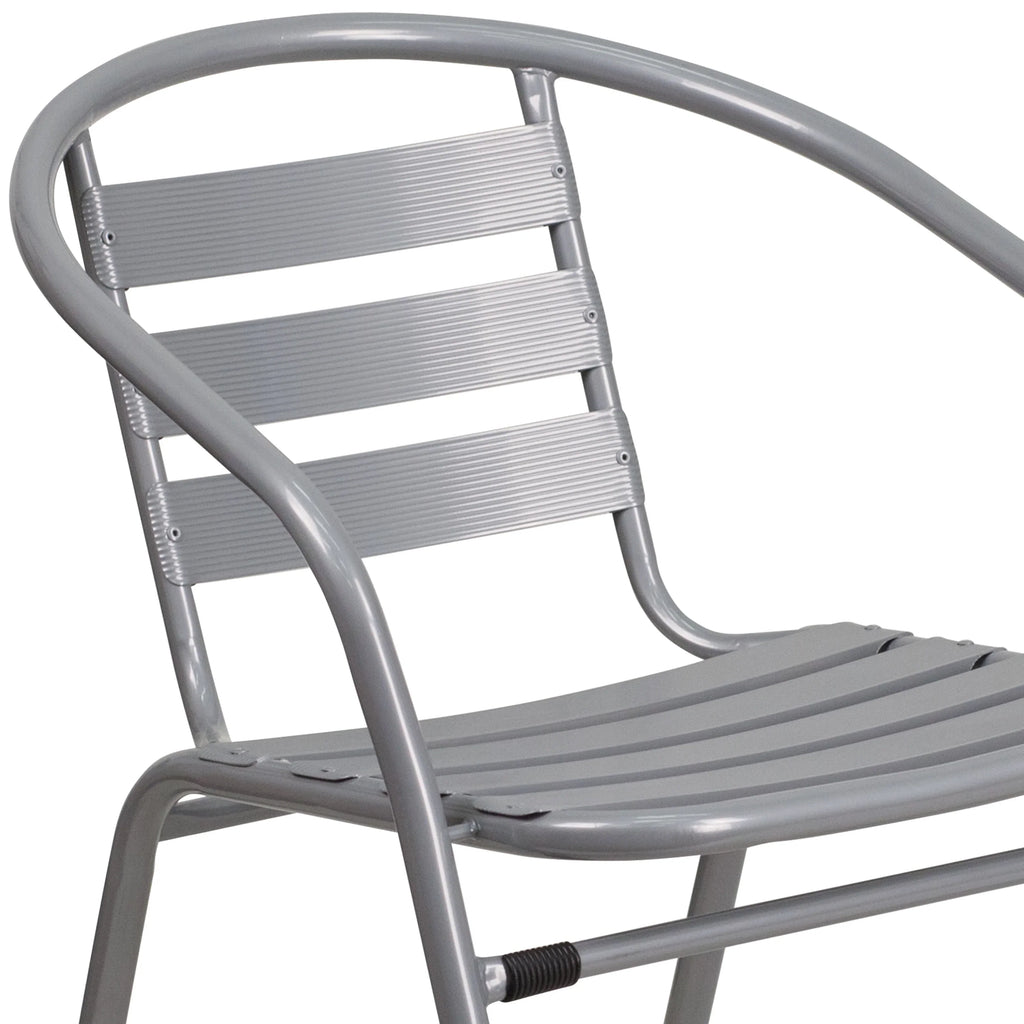 Stack Pack Slats with Silver Chair Flash Aluminum Metal Restaurant Furniture 4