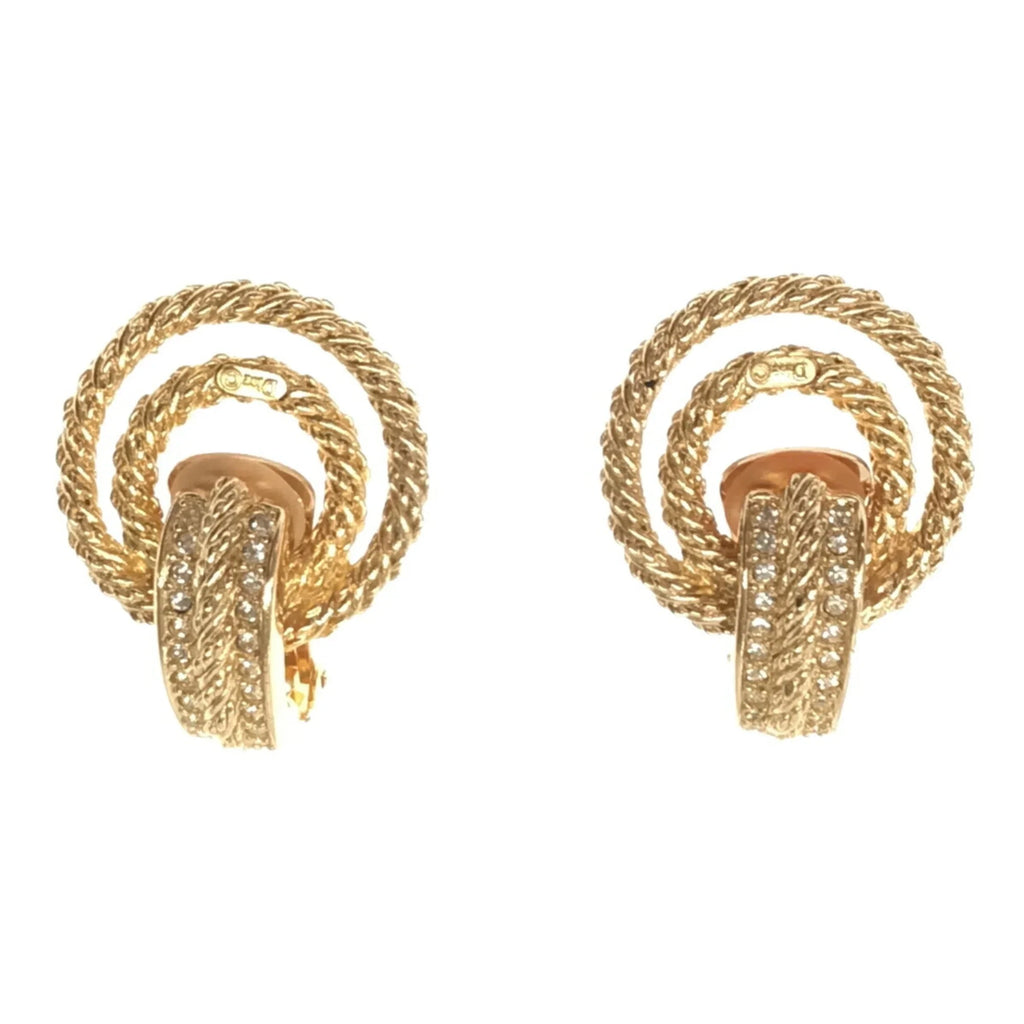 Dior VINTAGE Gold RM2878M Pre-Owned Earrings Women's Big Accessories (Good) Christian OLD Rhinestone ITSRN157RU90