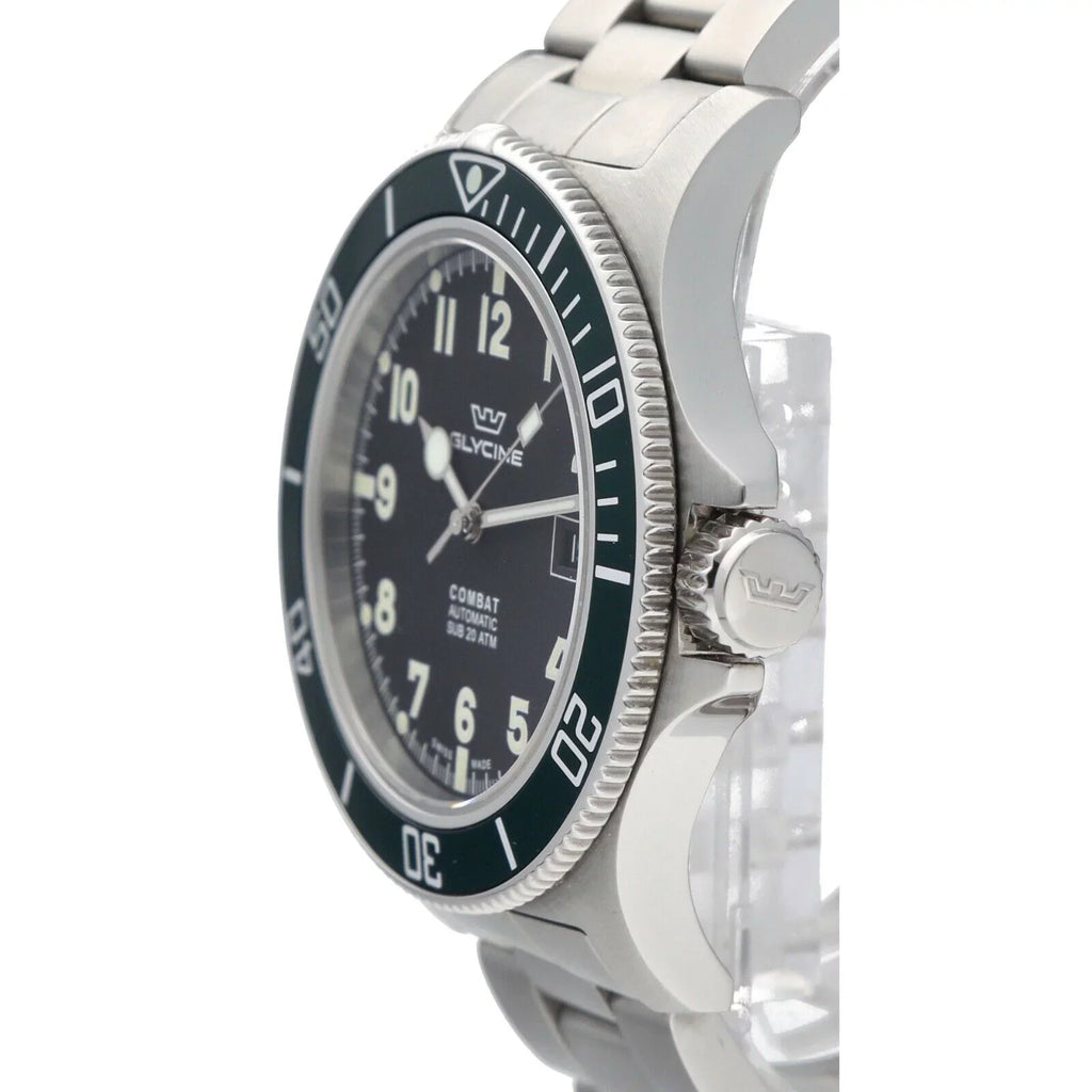 Men's Bezel Steel GL.0253 Green 42mm Combat Automatic Stainless Watch Glycine